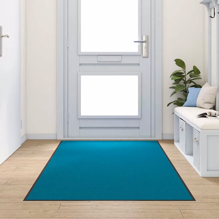 Tappetino moderno vidaXL rettangolare blu e nero in poliammide e PVC, lavabile in lavatrice e antiscivolo, L: 300 cm, P: 120 cm, H: 1 cm