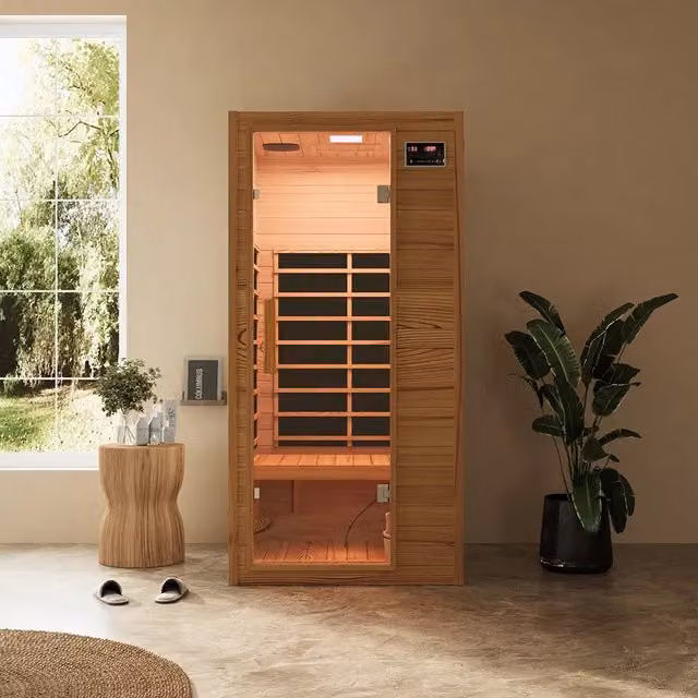 Sauna ad infrarossi Helsinki Parama in legno di cedro marrone con radio integrata L/P/H: 90 x 90 x 188 cm