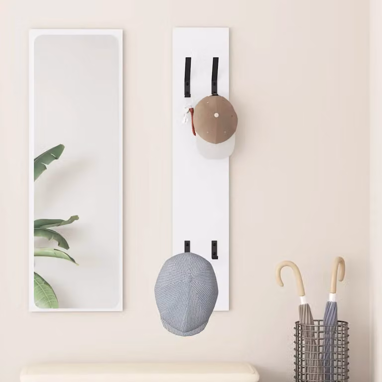 vidaXL Appendiabiti a muro moderno in MDF Bianco L: 100 cm, H: 20 cm, P: 1,5 cm