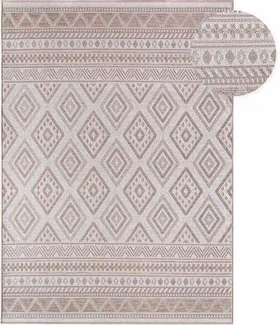 Tappeto rettangolare Verona beige e grigio per interni ed esterni L: 120 cm, P: 160 cm