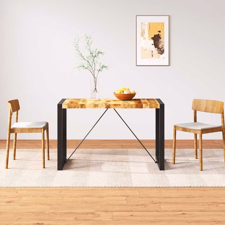 vidaXL Tavolo da Pranzo Rettangolare in Legno di Mango e Metallo, Stile Industrial, Marrone e Nero, L: 120 cm, P: 76 cm, H: 60 cm