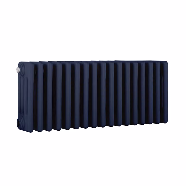 Radiatore orizzontale a colonne Regent in acciaio, 4 colonne, Blu, L: 78,5 cm, H: 30 cm