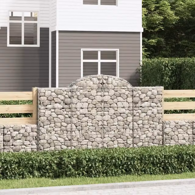 Set di 10 Cesti Gabbioni ad Arco Videx in Acciaio Zincato Argento L/P/H: 200 x 50 x 120/140 cm