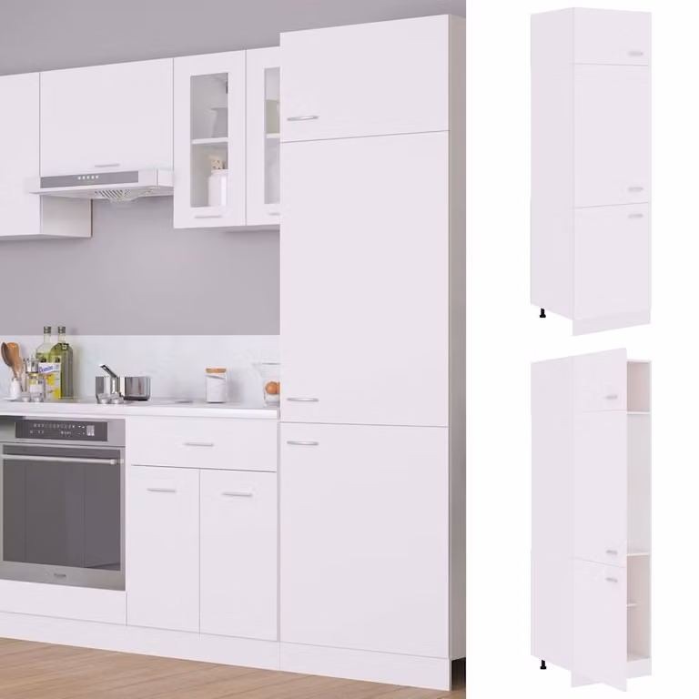 Mobile per frigo Lyon vidaXL Bianco in legno e MDF, L: 60 cm, P: 57 cm, H: 207 cm