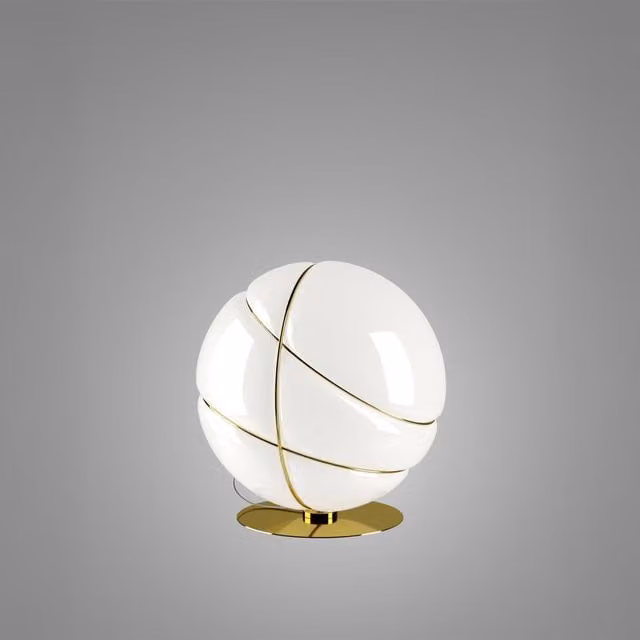 Fabbian Armilla Lampada da Tavolo Moderna in Metallo e Vetro con Sfera, Disponibile in Bianco, Oro, Cromo o Marrone, Altezza: 39 cm