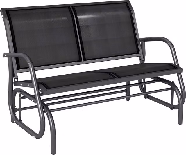 Sedia a dondolo da giardino a 2 posti Outsunny in metallo grigio e tessuto nero L/P/H: 120 x 70 x 85 cm