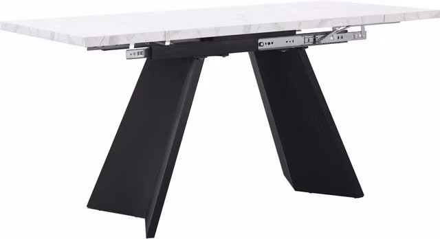 Tavolo da pranzo allungabile Aosom con sistema telescopico in acciaio al carbonio e MDF, Bianco e Nero, L: 159 cm, P: 74 cm, H: 77 cm