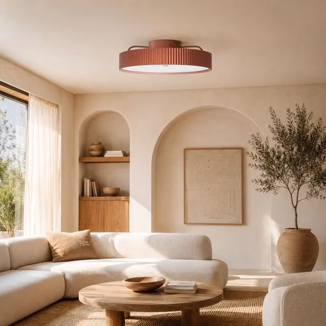 Ventilatore da soffitto con luce LED e telecomando THOMSON MIRA marrone e trasparente