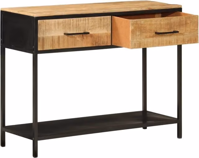 Tavolo Consolle Industrial vidaXL in Legno di Mango e Metallo Marrone L/P/H: 100 x 35 x 76 cm