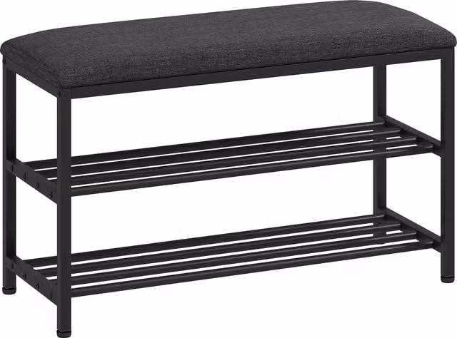 Panca porta scarpe con seduta e contenitore HOMCOM, scarpiera con 2 scomparti aperti, colore nero, L: 81 cm, P: 31 cm, H: 50 cm