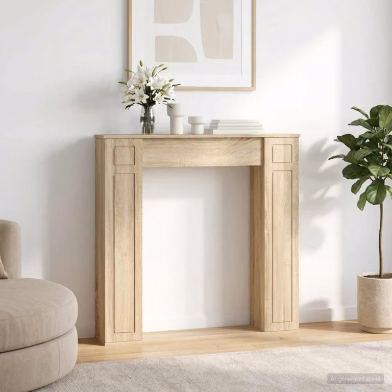 Cornice per camino vidaXL in legno Rovere Sonoma, L: 100 cm, P: 20 cm, H: 100 cm