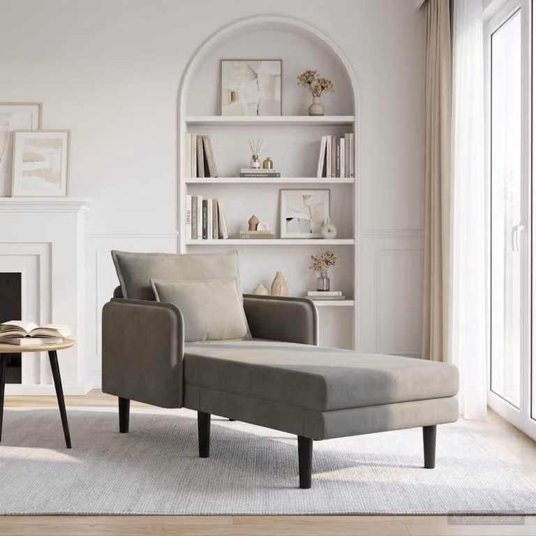 vidaXL Chaise longue oversize moderna in velluto a coste grigio chiaro con cuscini inclusi L: 173 cm, P: 84 cm, H: 86 cm