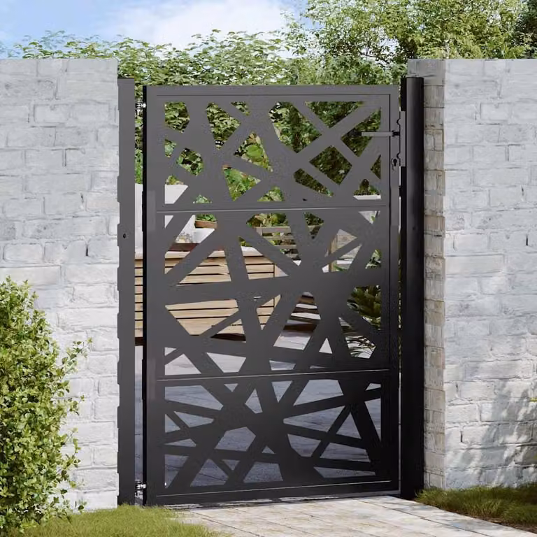 Cancello da giardino singolo vidaXL in acciaio nero L: 110 cm, H: 130 cm