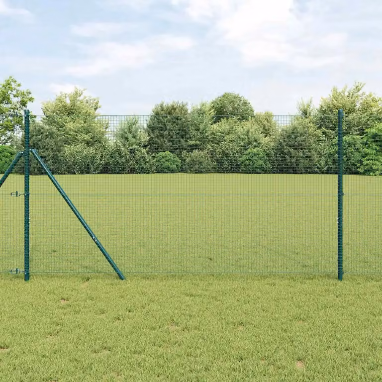 Recinzione a rete saldata vidaXL in acciaio e PVC verde da fissare a terra, L: 100 cm, H: 50 cm