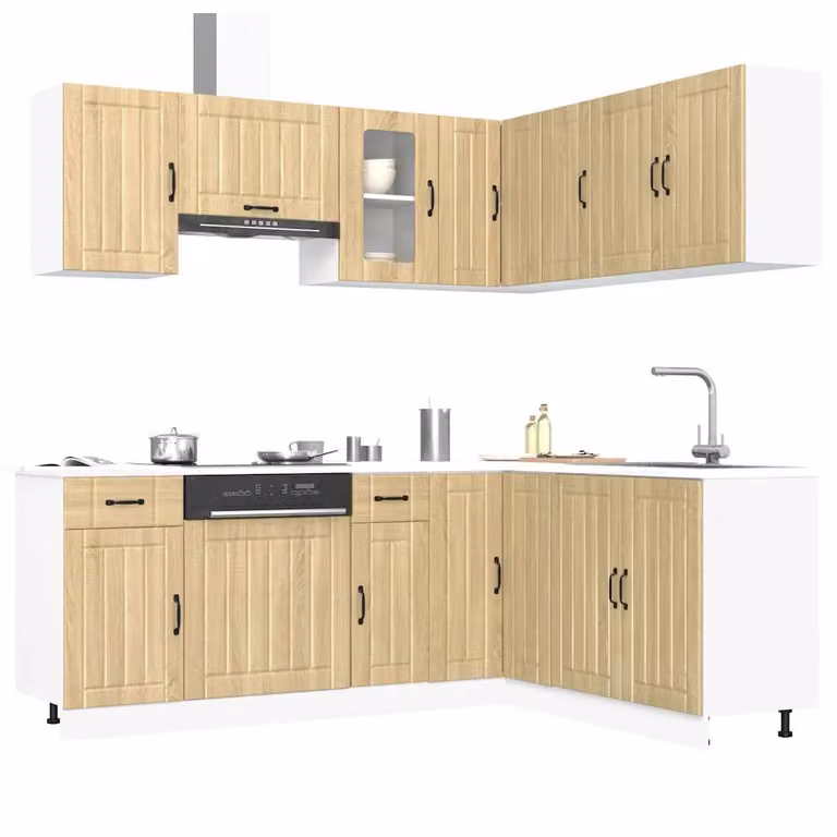 Set Mobili da Cucina Moderno vidaXL Kalmar 11 Pezzi in Legno e MDF Colore Marrone e Bianco