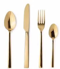 Set di posate HESTIA Bizzotto in acciaio inox 18/8 color oro lucido PVD, 16 pezzi