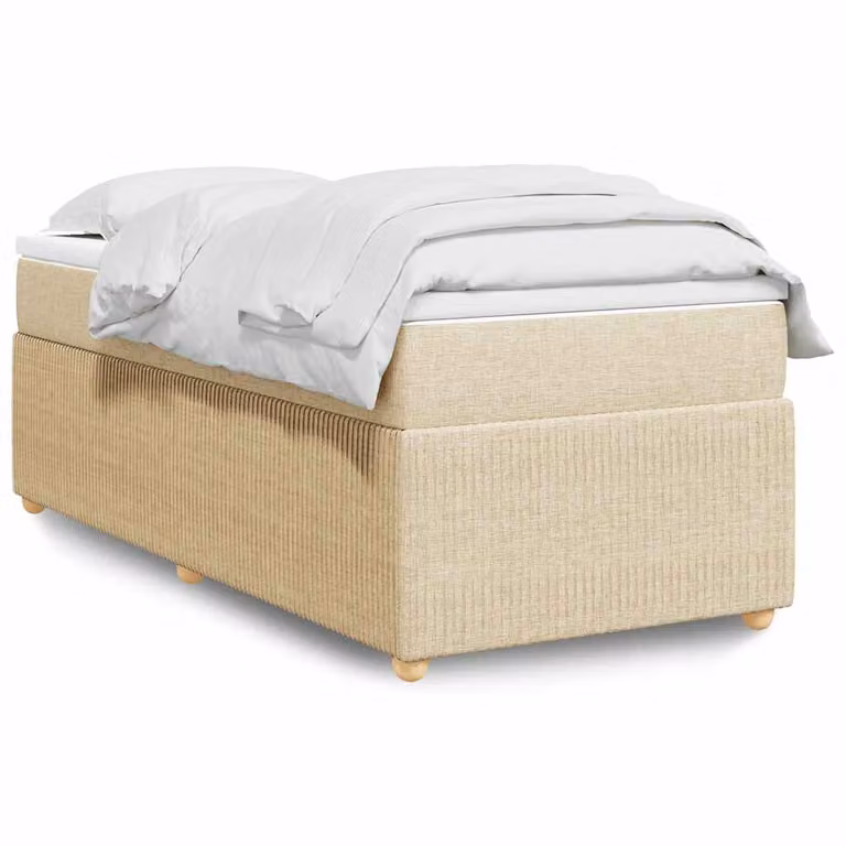 vidaXL Giroletto a Molle Ibrido con Materasso in Tessuto Beige e Bianco L/P/H: 100 x 200 cm