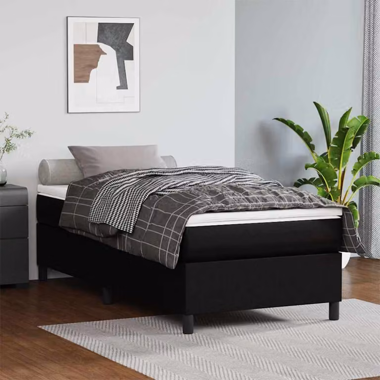 vidaXL Giroletto Ibrido con Materasso in Similpelle Nero, L/P/H: 200 x 100 x 35 cm