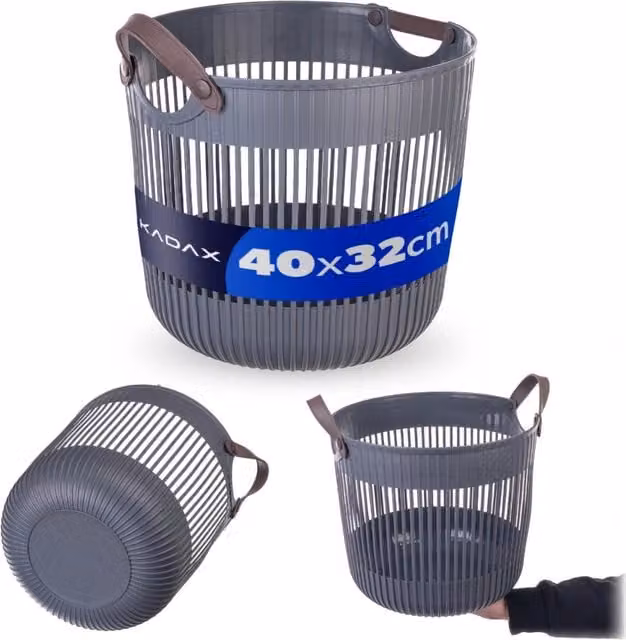 Cesto KADAX LARO antracite con maniglie L: 35 cm, P: 33 cm, H: 38 cm