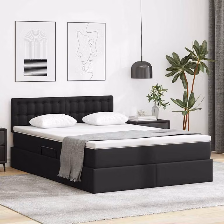 Letto con contenitore e materasso vidaXL Nero L/P: 140 x 190 cm