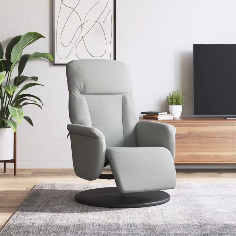 vidaXL Poltrona Reclinabile Relax con Poggiapiedi e Rotazione 360 Gradi in Velluto Grigio