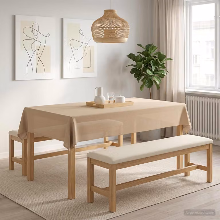 Set di 5 tovaglie rettangolari vidaXL beige in poliestere idrorepellente e antimacchia, L 140 cm x P 220 cm