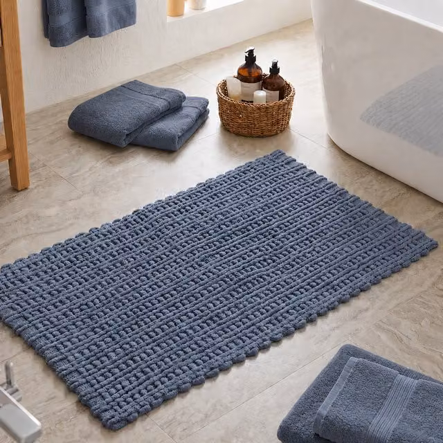 Tappeto da bagno in ciniglia Kasanova blu L: 60 cm, P: 110 cm