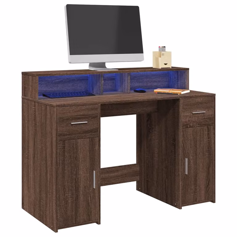 Scrivania da computer moderna vidaXL in legno color rovere marrone L: 120 cm, P: 70 cm, H: 91 cm