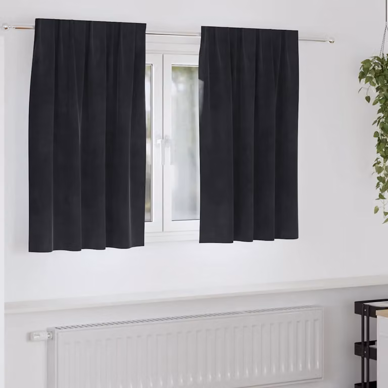 Set di 2 tende oscuranti in velluto vidaXL, colore nero, L 140 cm x H 140 cm