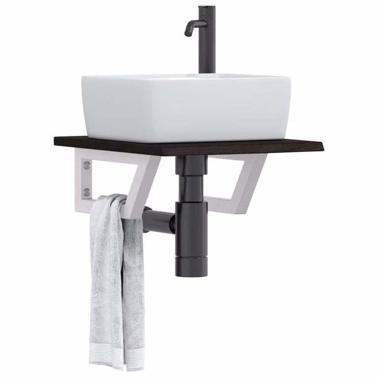 vidaXL Ripiano a Parete per Lavabo in Rovere e Metallo Moderno Marrone e Bianco