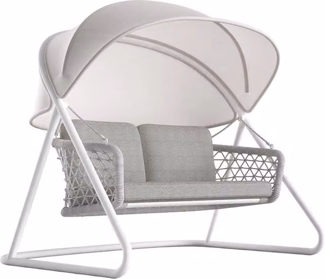 Dondolo da Giardino a 2 Posti Muses GIORDANOSHOP con Tettuccio Parasole Regolabile e Cuscini, Grigio, L/P/H: 185 x 137 x 154 cm