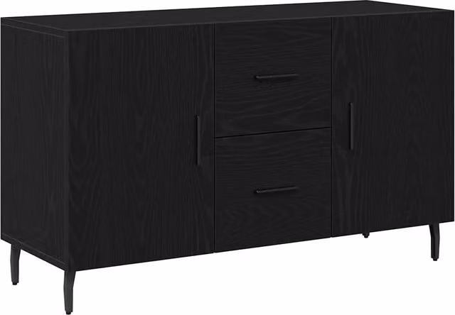 Credenza moderna in legno e metallo color rovere e nero per soggiorno o sala da pranzo L/P/H: 100 x 36 x 60 cm