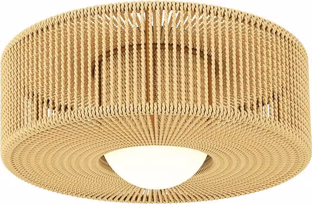 Plafoniera Boho HOMCOM sospesa in rattan e corda beige con attacco G9