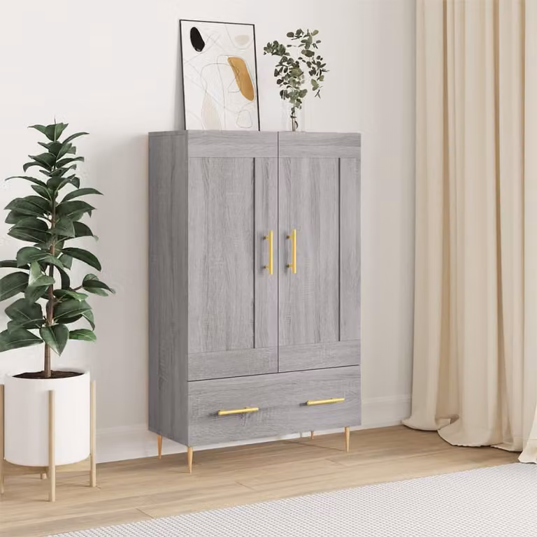 Credenza vidaXL in Legno Multistrato Grigio Sonoma e Metallo, L 69,5 cm x P 31 cm x H 115 cm
