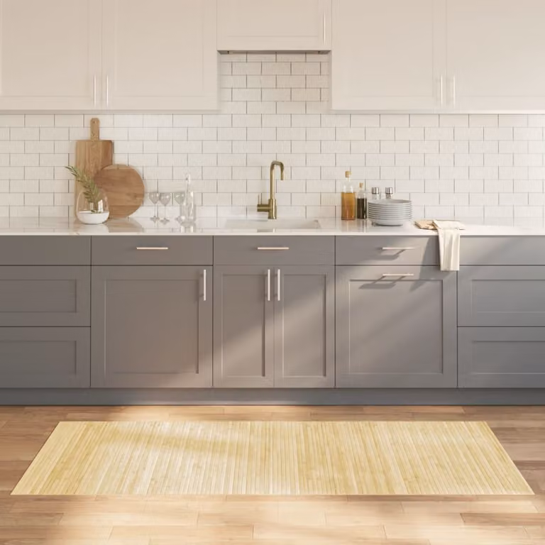 Tappeto rettangolare moderno vidaXL in bambù e polipropilene, colore beige, L 80 cm x P 200 cm