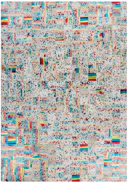 Tappeto Rocket 300 Kendra Home in vera pelle patchwork multicolor con dettagli oro e argento