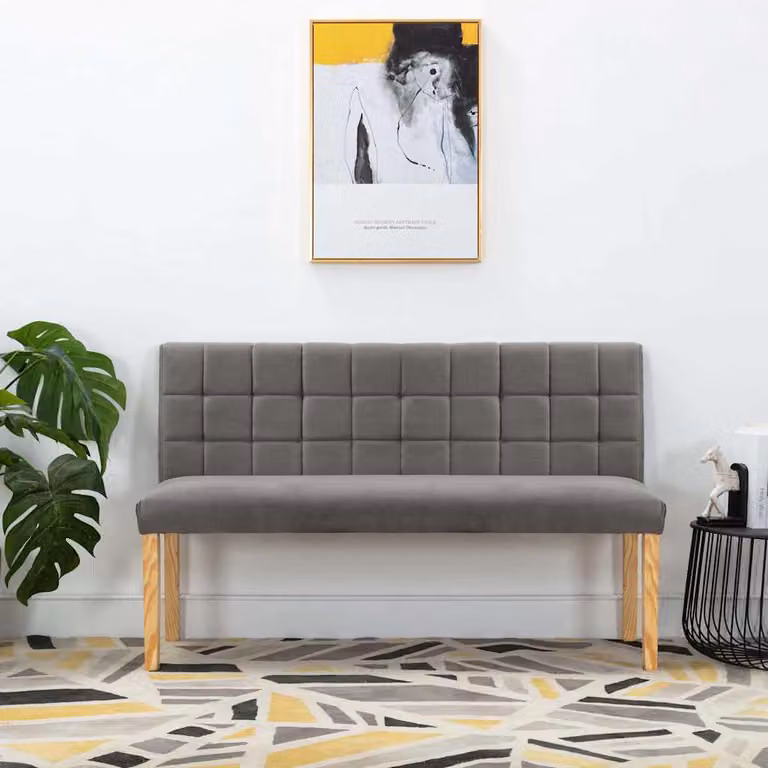 Panca vidaXL in velluto grigio con struttura in legno e MDF, L: 140 cm