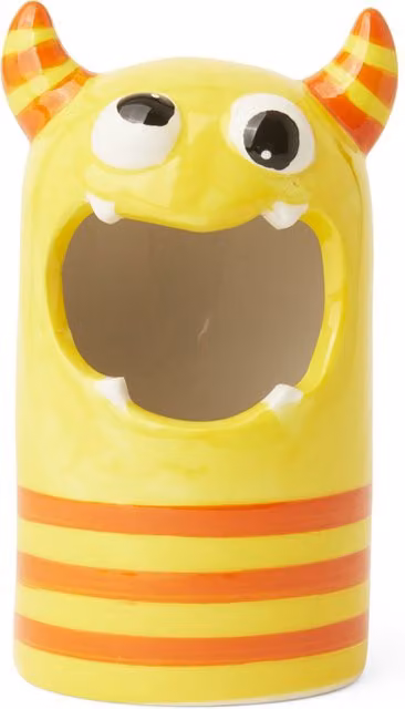 Porta penne in ceramica Monster giallo dmail H: 16 cm, L: 10 cm, P: 8 cm