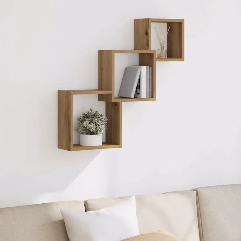 vidaXL Mensole a Cubo da Parete in Legno e MDF Marrone Moderno L 68 x P 15 x H 68 cm
