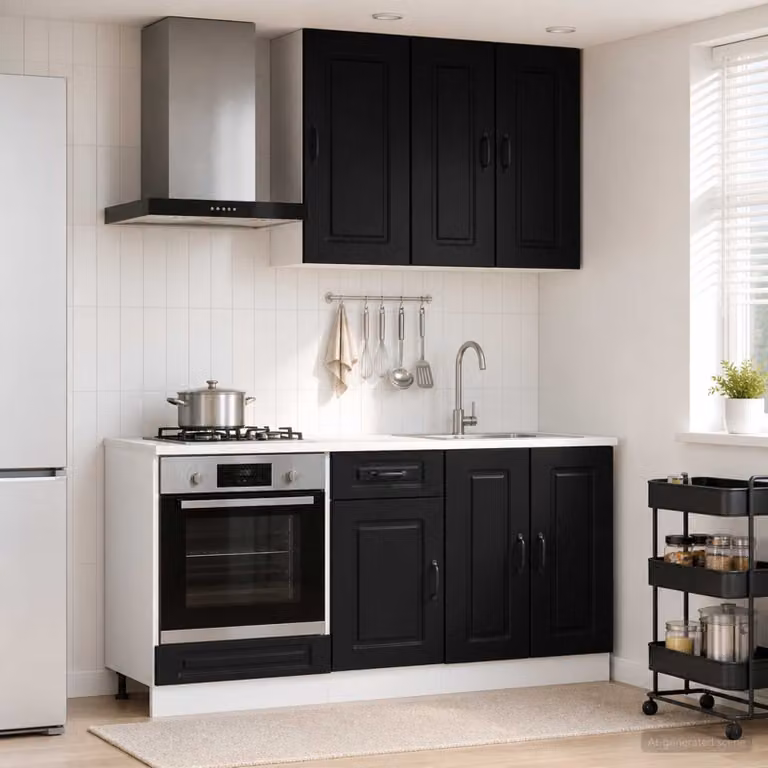 vidaXL Unità Cucina KALMAR 5 Pezzi Nero Opaco in MDF