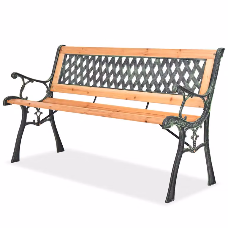 Panchina da giardino vidaXL in legno trattato e metallo marrone L: 122 cm