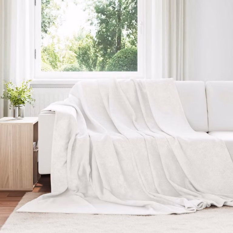 Set di 6 coperte in pile vidaXL bianche per adulti, L 220 cm x P 240 cm