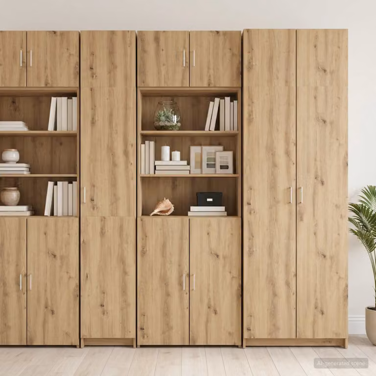 Armadio per la conservazione moderno vidaXL in legno e MDF color marrone rovere con ripiani interni e ante a battente L/P/H: 70.0 x 42.5 x 225.0 cm