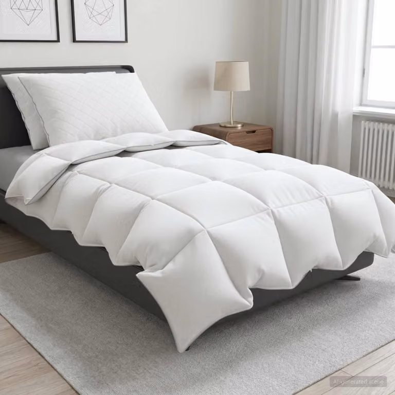 Set di 3 piumoni e cuscini vidaXL FULDA in piume d'oca e cotone bianco, L 140 x L 220 cm