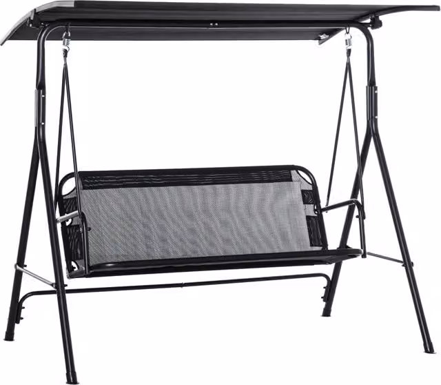 Dondolo da giardino a 2 posti Xylo con tettuccio regolabile nero L/P/H: 172 x 110 x 155 cm