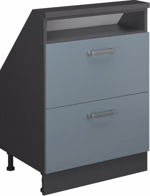 Mobile sottotetto Vicco Rion Grigio-blu/Antracite con cassetti e ripiani aperti L/P/H: 60 x 46 x 83,8 cm