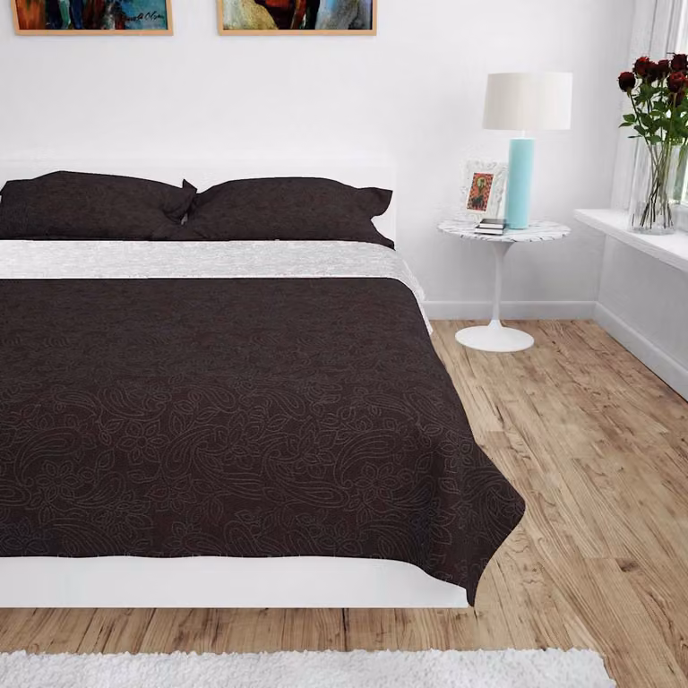 Copriletto Double-Face Trapuntato vidaXL in Cotone e Microfibra, Beige e Marrone, L 220 x P 240 cm