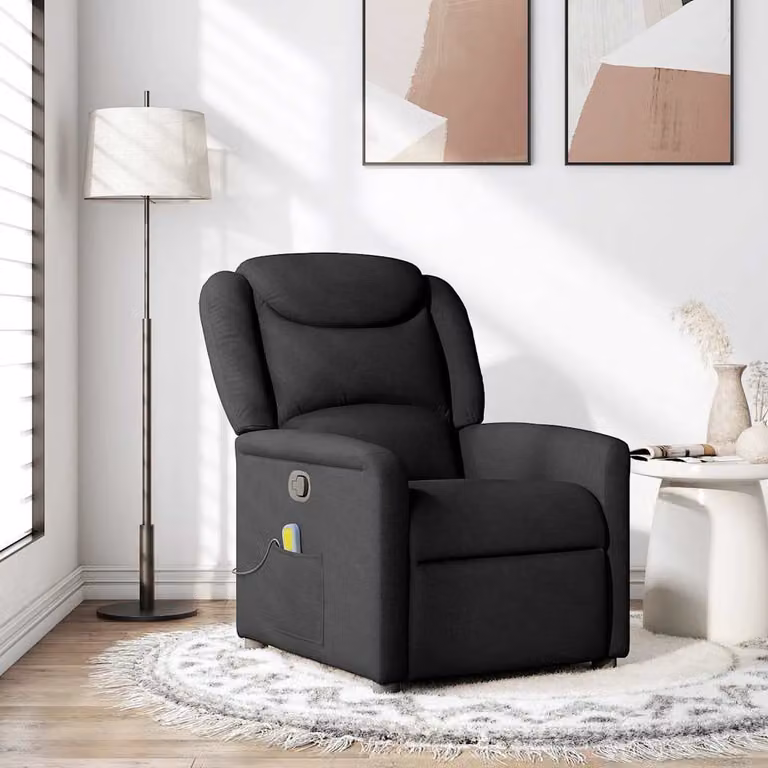 vidaXL Poltrona Relax Reclinabile Moderna in Tessuto Nero con Braccioli