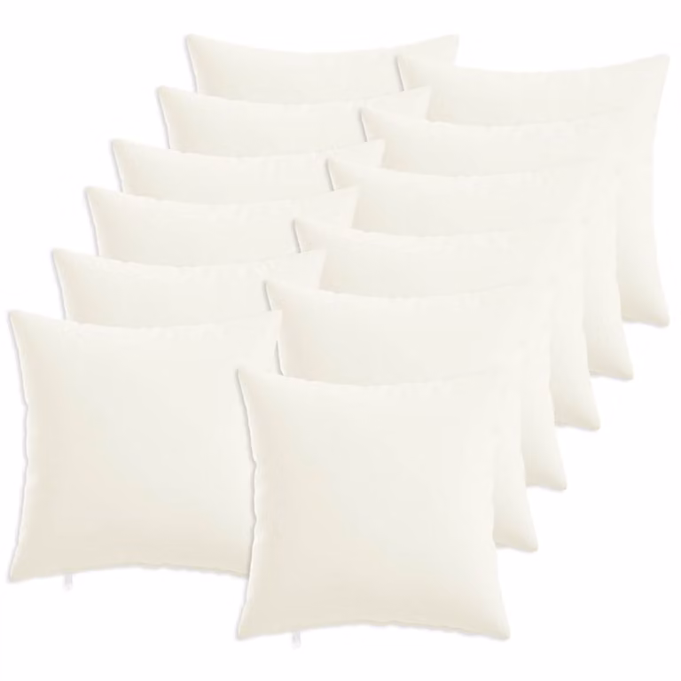 Set di 12 cuscini quadrati vidaXL HEERLEN bianchi in tessuto con fodera lavabile L/P/H: 40 x 40 x 40 cm