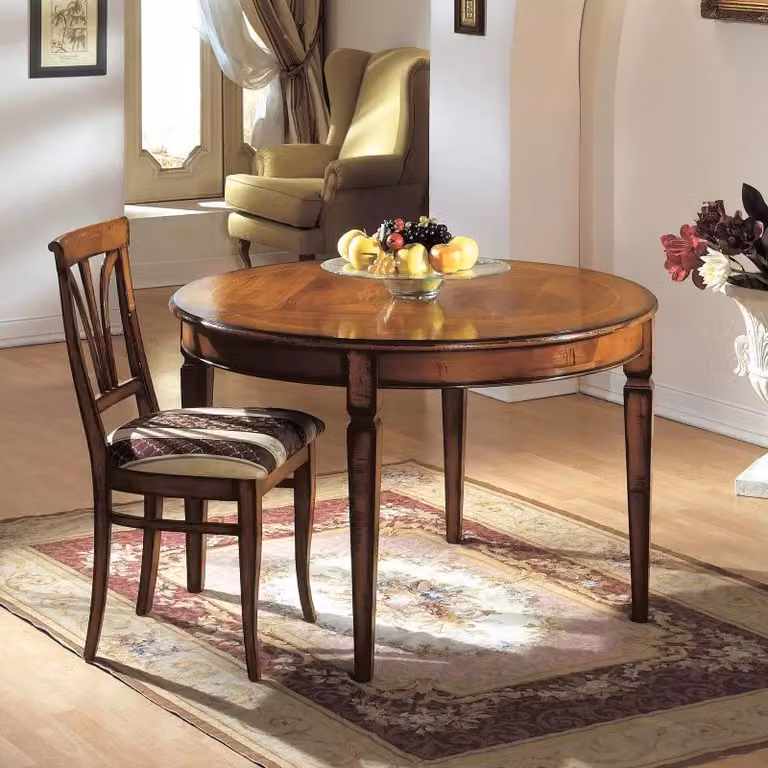 Tavolo rotondo allungabile in legno di noce Mobili 2G H 78 cm d.120 cm